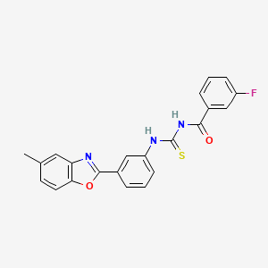 molecular formula C22H16FN3O2S B4937866 3-fluoro-N-({[3-(5-methyl-1,3-benzoxazol-2-yl)phenyl]amino}carbonothioyl)benzamide 