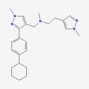 molecular formula C24H33N5 B4937879 N-{[3-(4-cyclohexylphenyl)-1-methyl-1H-pyrazol-4-yl]methyl}-N-methyl-2-(1-methyl-1H-pyrazol-4-yl)ethanamine 