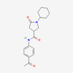 molecular formula C19H24N2O3 B4937978 N-(4-acetylphenyl)-1-cyclohexyl-5-oxo-3-pyrrolidinecarboxamide 