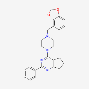 molecular formula C25H26N4O2 B4937985 4-[4-(1,3-benzodioxol-4-ylmethyl)-1-piperazinyl]-2-phenyl-6,7-dihydro-5H-cyclopenta[d]pyrimidine 