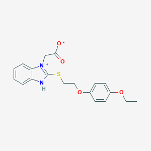 molecular formula C19H20N2O4S B493802 2-[2-[2-(4-ethoxyphenoxy)ethylsulfanyl]-3H-benzimidazol-1-ium-1-yl]acetate 