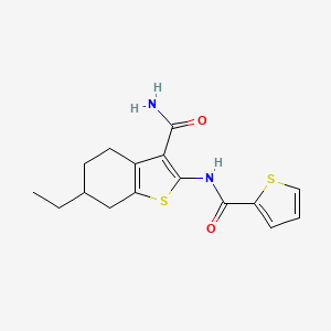 molecular formula C16H18N2O2S2 B4938023 6-ethyl-2-[(2-thienylcarbonyl)amino]-4,5,6,7-tetrahydro-1-benzothiophene-3-carboxamide 