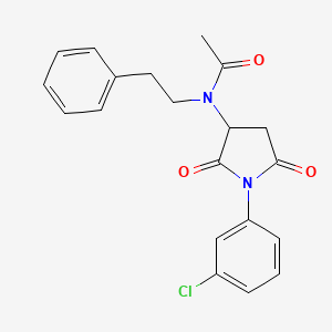 molecular formula C20H19ClN2O3 B4938028 N-[1-(3-chlorophenyl)-2,5-dioxo-3-pyrrolidinyl]-N-(2-phenylethyl)acetamide 