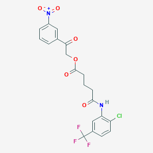 molecular formula C20H16ClF3N2O6 B4938037 2-(3-nitrophenyl)-2-oxoethyl 5-{[2-chloro-5-(trifluoromethyl)phenyl]amino}-5-oxopentanoate 