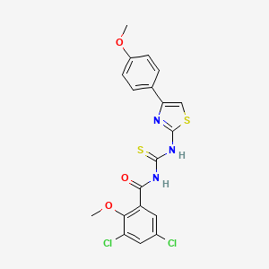 molecular formula C19H15Cl2N3O3S2 B4938081 3,5-dichloro-2-methoxy-N-({[4-(4-methoxyphenyl)-1,3-thiazol-2-yl]amino}carbonothioyl)benzamide 