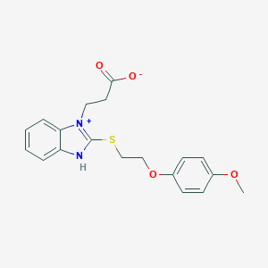 molecular formula C19H20N2O4S B493811 3-[2-[2-(4-methoxyphenoxy)ethylsulfanyl]-3H-benzimidazol-1-ium-1-yl]propanoate 