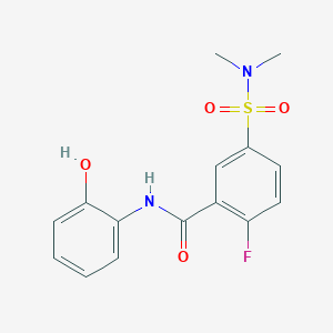 molecular formula C15H15FN2O4S B4938110 5-[(dimethylamino)sulfonyl]-2-fluoro-N-(2-hydroxyphenyl)benzamide 