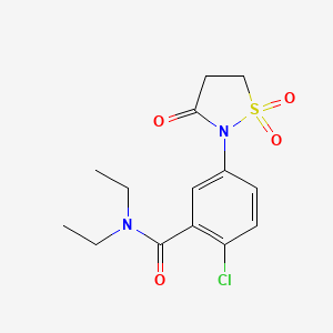 molecular formula C14H17ClN2O4S B4938113 2-chloro-N,N-diethyl-5-(1,1,3-trioxo-1,2-thiazolidin-2-yl)benzamide 