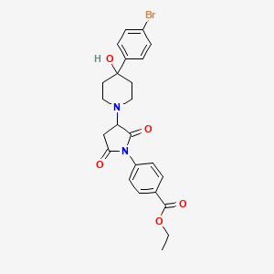 molecular formula C24H25BrN2O5 B4938117 ethyl 4-{3-[4-(4-bromophenyl)-4-hydroxy-1-piperidinyl]-2,5-dioxo-1-pyrrolidinyl}benzoate 