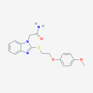 molecular formula C18H19N3O3S B493813 2-(2-{[2-(4-methoxyphenoxy)ethyl]sulfanyl}-1H-benzimidazol-1-yl)acetamide 