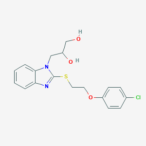 molecular formula C18H19ClN2O3S B493816 3-{2-[2-(4-Chlorophenoxy)ethylthio]benzimidazolyl}propane-1,2-diol 