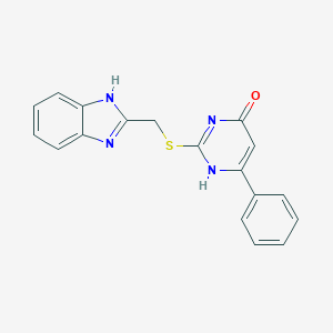 molecular formula C18H14N4OS B493818 2-(1H-benzimidazol-2-ylmethylsulfanyl)-6-phenyl-1H-pyrimidin-4-one 