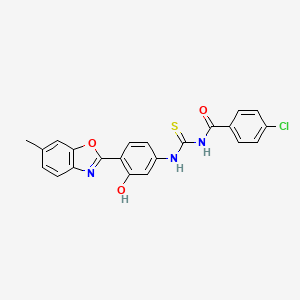 4-chloro-N-({[3-hydroxy-4-(6-methyl-1,3-benzoxazol-2-yl)phenyl]amino}carbonothioyl)benzamide