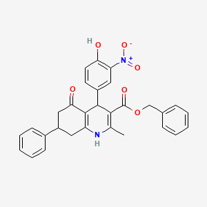 molecular formula C30H26N2O6 B4938254 benzyl 4-(4-hydroxy-3-nitrophenyl)-2-methyl-5-oxo-7-phenyl-1,4,5,6,7,8-hexahydro-3-quinolinecarboxylate 