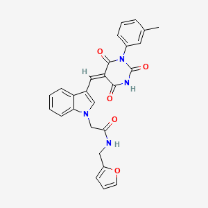 N-(2-furylmethyl)-2-(3-{[1-(3-methylphenyl)-2,4,6-trioxotetrahydro-5(2H)-pyrimidinylidene]methyl}-1H-indol-1-yl)acetamide