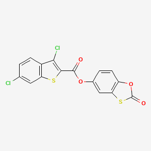 molecular formula C16H6Cl2O4S2 B4938332 2-oxo-1,3-benzoxathiol-5-yl 3,6-dichloro-1-benzothiophene-2-carboxylate 