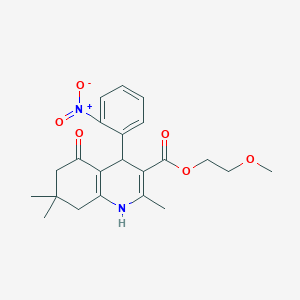 molecular formula C22H26N2O6 B4938352 2-methoxyethyl 2,7,7-trimethyl-4-(2-nitrophenyl)-5-oxo-1,4,5,6,7,8-hexahydro-3-quinolinecarboxylate 