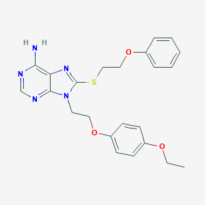 molecular formula C23H25N5O3S B493838 9-[2-(4-ethoxyphenoxy)ethyl]-8-[(2-phenoxyethyl)sulfanyl]-9H-purin-6-amine 