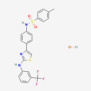 molecular formula C23H19BrF3N3O2S2 B4938396 4-methyl-N-[4-(2-{[3-(trifluoromethyl)phenyl]amino}-1,3-thiazol-4-yl)phenyl]benzenesulfonamide hydrobromide 