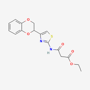 molecular formula C16H16N2O5S B4938478 ethyl 3-{[4-(2,3-dihydro-1,4-benzodioxin-2-yl)-1,3-thiazol-2-yl]amino}-3-oxopropanoate 