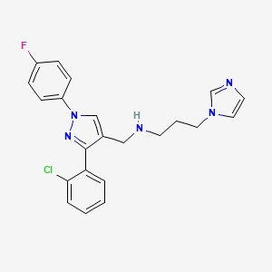 N-{[3-(2-chlorophenyl)-1-(4-fluorophenyl)-1H-pyrazol-4-yl]methyl}-3-(1H-imidazol-1-yl)-1-propanamine