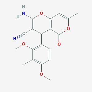 2-amino-4-(2,4-dimethoxy-3-methylphenyl)-7-methyl-5-oxo-4H,5H-pyrano[4,3-b]pyran-3-carbonitrile