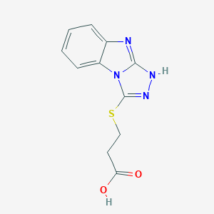 molecular formula C11H10N4O2S B493852 3-(9H-苯并[4,5]咪唑并[2,1-c][1,2,4]三唑-3-基硫代)-丙酸 CAS No. 510764-58-6