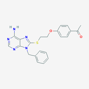 molecular formula C22H21N5O2S B493853 1-(4-{2-[(6-amino-9-benzyl-9H-purin-8-yl)sulfanyl]ethoxy}phenyl)ethanone 