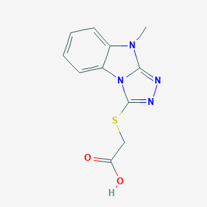 molecular formula C11H10N4O2S B493864 [(9-メチル-9H-[1,2,4]トリアゾロ[4,3-a]ベンゾイミダゾール-3-イル)チオ]酢酸 