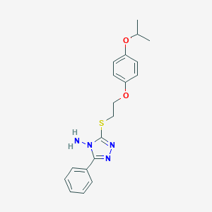 molecular formula C19H22N4O2S B493869 3-{[2-(4-isopropoxyphenoxy)ethyl]sulfanyl}-5-phenyl-4H-1,2,4-triazol-4-ylamine 