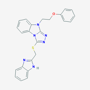molecular formula C24H20N6OS B493875 3-[(1H-benzimidazol-2-ylmethyl)thio]-9-(2-phenoxyethyl)-9H-[1,2,4]triazolo[4,3-a]benzimidazole 
