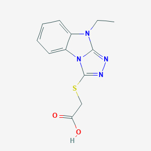 molecular formula C12H12N4O2S B493876 (9-乙基-9h-苯并[4,5]咪唑并[2,1-c][1,2,4]三唑-3-基硫代)-乙酸 CAS No. 701929-58-0