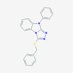 molecular formula C21H16N4S B493880 3-(benzylthio)-9-phenyl-9H-[1,2,4]triazolo[4,3-a]benzimidazole 