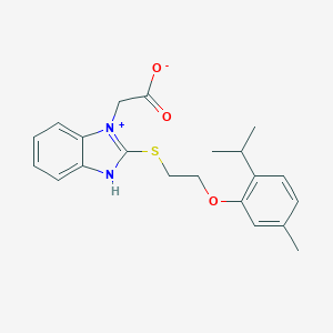 molecular formula C21H24N2O3S B493882 2-[2-[2-(5-methyl-2-propan-2-ylphenoxy)ethylsulfanyl]-3H-benzimidazol-1-ium-1-yl]acetate 