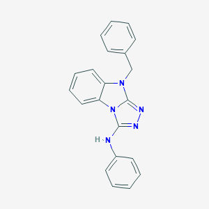 molecular formula C21H17N5 B493883 9-benzyl-N-phenyl-9H-[1,2,4]triazolo[4,3-a]benzimidazol-3-amine 