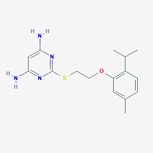 molecular formula C16H22N4OS B493891 6-Amino-2-{[2-(2-isopropyl-5-methylphenoxy)ethyl]sulfanyl}-4-pyrimidinylamine 