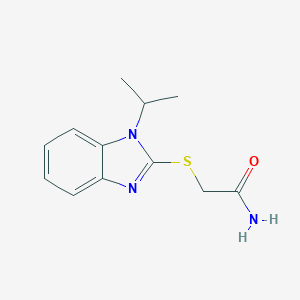 molecular formula C12H15N3OS B493893 2-[(1-isopropyl-1H-benzimidazol-2-yl)sulfanyl]acetamide 
