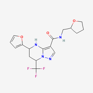 5-(furan-2-yl)-N-(oxolan-2-ylmethyl)-7-(trifluoromethyl)-4,5,6,7-tetrahydropyrazolo[1,5-a]pyrimidine-3-carboxamide