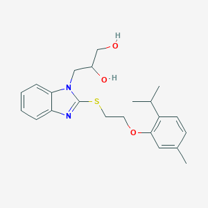 molecular formula C22H28N2O3S B493896 3-(2-{[2-(2-isopropyl-5-methylphenoxy)ethyl]thio}-1H-benzimidazol-1-yl)propane-1,2-diol 