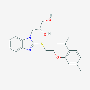 molecular formula C22H28N2O3S B493896 3-[2-({2-[5-METHYL-2-(PROPAN-2-YL)PHENOXY]ETHYL}SULFANYL)-1H-1,3-BENZODIAZOL-1-YL]PROPANE-1,2-DIOL 