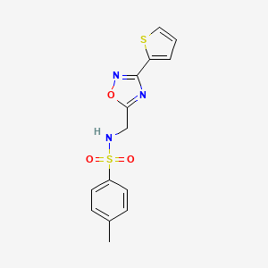 4-methyl-N-[(3-thiophen-2-yl-1,2,4-oxadiazol-5-yl)methyl]benzenesulfonamide