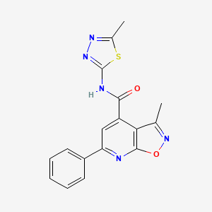 molecular formula C17H13N5O2S B4938991 3-methyl-N-[(2E)-5-methyl-1,3,4-thiadiazol-2(3H)-ylidene]-6-phenyl[1,2]oxazolo[5,4-b]pyridine-4-carboxamide 