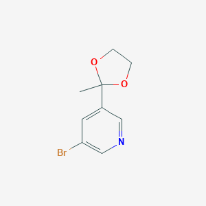 molecular formula C9H10BrNO2 B493903 3-Bromo-5-(2-methyl-1,3-dioxolan-2-yl)pyridine CAS No. 59936-01-5