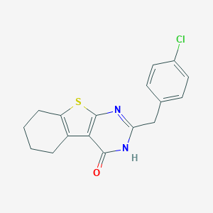 molecular formula C17H15ClN2OS B493914 2-(4-Chlorobenzyl)-5,6,7,8-tetrahydrobenzo[4,5]thien o[2,3-d]pyrimidin-4(3h)-one 