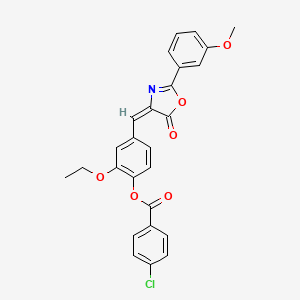 2-ethoxy-4-{[2-(3-methoxyphenyl)-5-oxo-1,3-oxazol-4(5H)-ylidene]methyl}phenyl 4-chlorobenzoate