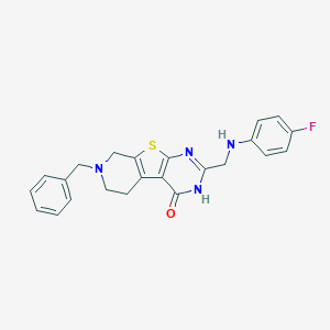 molecular formula C23H21FN4OS B493933 11-Benzyl-5-[(4-fluoroanilino)methyl]-8-thia-4,6,11-triazatricyclo[7.4.0.02,7]trideca-1(9),2(7),5-trien-3-one 