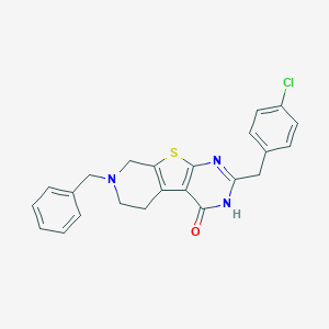 molecular formula C23H20ClN3OS B493939 11-Benzyl-5-[(4-chlorophenyl)methyl]-8-thia-4,6,11-triazatricyclo[7.4.0.02,7]trideca-1(9),2(7),5-trien-3-one 