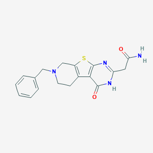 molecular formula C18H18N4O2S B493944 2-(11-Benzyl-3-oxo-8-thia-4,6,11-triazatricyclo[7.4.0.02,7]trideca-1(9),2(7),5-trien-5-yl)acetamide 