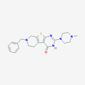 molecular formula C21H25N5OS B493946 11-Benzyl-5-(4-methylpiperazin-1-yl)-8-thia-4,6,11-triazatricyclo[7.4.0.02,7]trideca-1(9),2(7),5-trien-3-one 