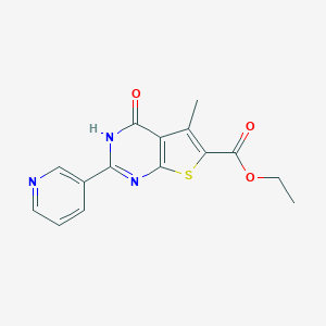 molecular formula C15H13N3O3S B493949 ethyl 5-methyl-4-oxo-2-pyridin-3-yl-3H-thieno[2,3-d]pyrimidine-6-carboxylate CAS No. 408323-92-2